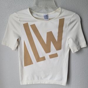Wolford Cotton Velvet Short Sleeve Logo Tee, Size Small, Color Cream